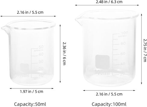 jojofuny 4pcs High Borosilicate Glass Measuring Pitchers with Precise Graduation Lines, 50ml and 100ml Capacity, Chemical Resistant Measuring Cups for Laboratory and Kitchen Liquid in Kuwait