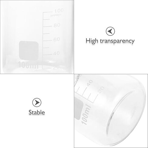 jojofuny 4pcs High Borosilicate Glass Measuring Pitchers with Precise Graduation Lines, 50ml and 100ml Capacity, Chemical Resistant Measuring Cups for Laboratory and Kitchen Liquid in Kuwait