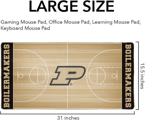 Purdue University Boilermakers Basketball Large Gaming Mouse Pad Desk Mat with Stitched Edges, Non-Slip Base for Gamer, Home and Office, 31.5 x 15.7 in Kuwait