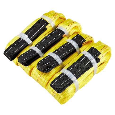 Pindex 4 Pack 2" x 10' Web Lifting Sling 13000 Lbs Breaking Force 3500 Lbs Pulling Forces Lift Sling Straps for Rocks Trees Mowers Tool Boxes in Trailers Tractors Trucks, Yellow in Kuwait