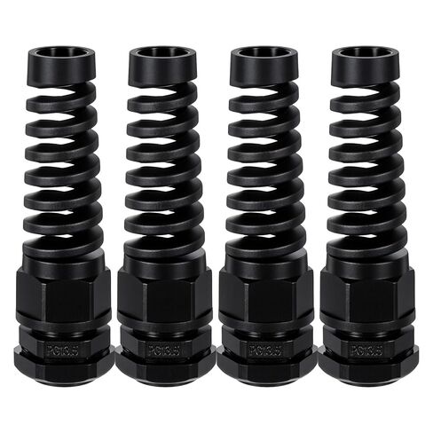 NPT 1/2" Waterproof Cable Glands, 4-Pack Adjustable 6-12mm Spiral Strain Relief Cord Connector, Nylon Flexible Cable Grip for Electrical Junction Box (Black) in Kuwait