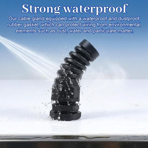 NPT 1/2" Waterproof Cable Glands, 4-Pack Adjustable 6-12mm Spiral Strain Relief Cord Connector, Nylon Flexible Cable Grip for Electrical Junction Box (Black) in Kuwait