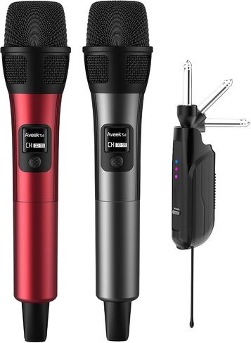 Aveek Wireless Microphone, 262FT Long Range Rechargeable Karaoke Mic, 40-Hour Battery with Low Latency Studio Sound for Church, Speech, Wedding, Stage, DJ, Karaoke Events, Red & Black, 2 Pack | Stable Signal Long Range 262ft, High-Fidelity Sound, 40H Batt in Saudi Arabia