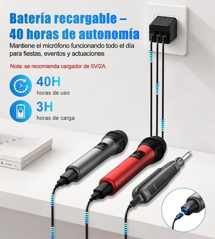 Aveek Wireless Microphone, 262FT Long Range Rechargeable Karaoke Mic, 40-Hour Battery with Low Latency Studio Sound for Church, Speech, Wedding, Stage, DJ, Karaoke Events, Red & Black, 2 Pack | Stable Signal Long Range 262ft, High-Fidelity Sound, 40H Batt in Saudi Arabia
