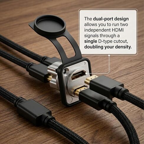 2PCS Dual HDMI 2.0 Panel Mount Connector, HDMI Pass Through Cable Coupler 4K 30Hz 3D and HDR Female to Female Bulkhead Adapter with Weatherproof Dust Cap in Kuwait