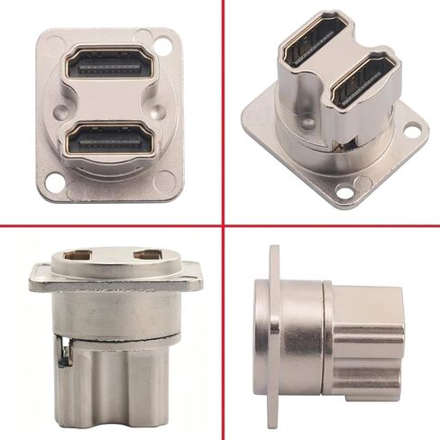 2PCS Dual HDMI 2.0 Panel Mount Connector, HDMI Pass Through Cable Coupler 4K 30Hz 3D and HDR Female to Female Bulkhead Adapter with Weatherproof Dust Cap in Kuwait