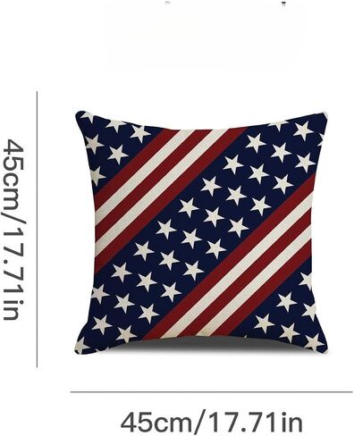 American Independence Day Throw Pillow Set - Creative Three-Dimensional Star Embroidery - Linen - Red, White and Blue - Living Room, Sofa, Bedroom Home Decoration - 18x18 Inches - 4-Piece Set in Kuwait