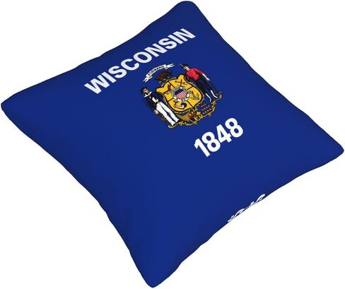 Wisconsin State Flag All-Season Throw Pillowcases, Fabric Sofa and Interior Decorative Pillowcases, Soft and Fluffy Cushions. in Kuwait