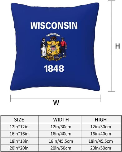 Wisconsin State Flag All-Season Throw Pillowcases, Fabric Sofa and Interior Decorative Pillowcases, Soft and Fluffy Cushions. in Kuwait
