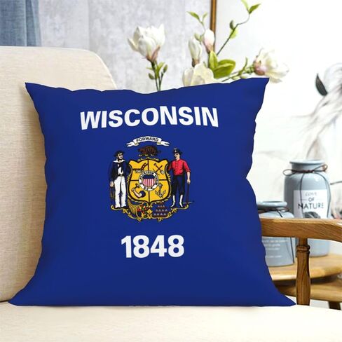 Wisconsin State Flag All-Season Throw Pillowcases, Fabric Sofa and Interior Decorative Pillowcases, Soft and Fluffy Cushions. in Kuwait