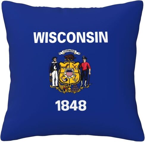 Wisconsin State Flag All-Season Throw Pillowcases, Fabric Sofa and Interior Decorative Pillowcases, Soft and Fluffy Cushions. in Kuwait