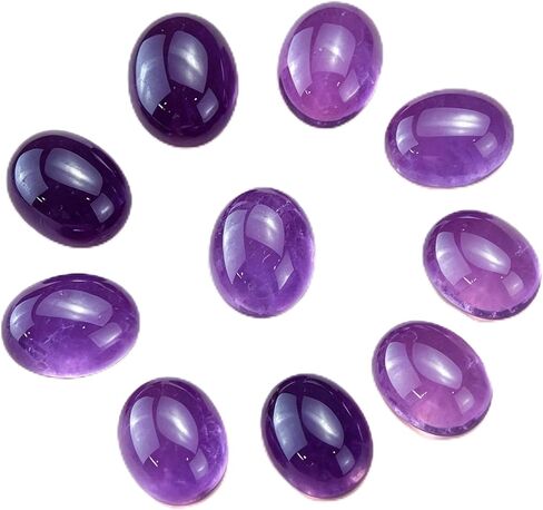 10 Oval Convex Gemstone, Flat Bottom, Naturally Polished Gemstone, Suitable for DIY Jewelry Making Such as Bracelets, Necklaces, Earrings, Pendants, etc. (8mm) White Crystal in Kuwait
