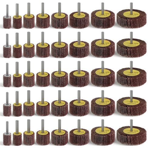 40 Pack 80 Grit Abrasive Flap Wheel Sander, Aluminum Oxide Flap Wheels Cylindrical Shape Sanding Wheel for Drill 1/4" Shank for Removing Rust and Polishing in Kuwait