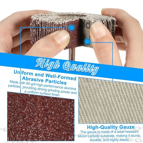 40 Pack 80 Grit Abrasive Flap Wheel Sander, Aluminum Oxide Flap Wheels Cylindrical Shape Sanding Wheel for Drill 1/4" Shank for Removing Rust and Polishing in Kuwait