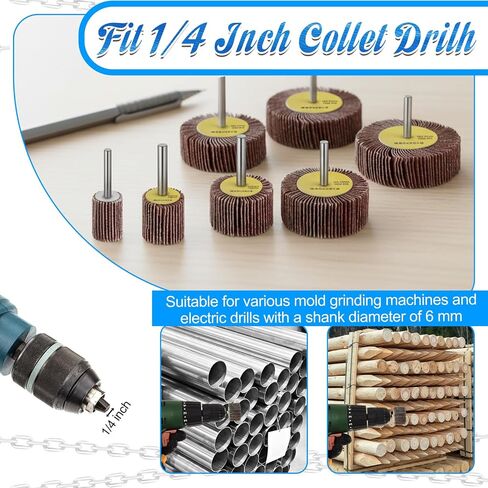 40 Pack 80 Grit Abrasive Flap Wheel Sander, Aluminum Oxide Flap Wheels Cylindrical Shape Sanding Wheel for Drill 1/4" Shank for Removing Rust and Polishing in Kuwait