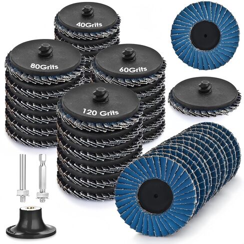 24Pcs Die Grinder Sanding Disc, 2 Inch Flap Disc Set with 1/4 Inch Shank, Roll Lock Sanding Wheel 40 60 80 120 Grit for Metal Rust Removal in Kuwait