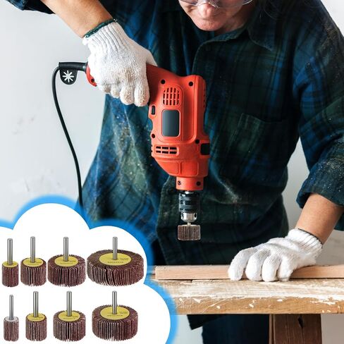 40 Pack 80 Grit Abrasive Flap Wheel Sander, Aluminum Oxide Flap Wheels Cylindrical Shape Sanding Wheel for Drill 1/4" Shank for Removing Rust and Polishing in Kuwait