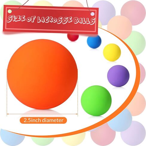 Sosation 36 Pcs Lacrosse Balls Bulk 2.5 Inch Soft Rubber Massage Balls Lacrosse Balls for Practice Training Stress Relief Balls Myofascial Release Tools Muscle Knot Remover Balls in Kuwait