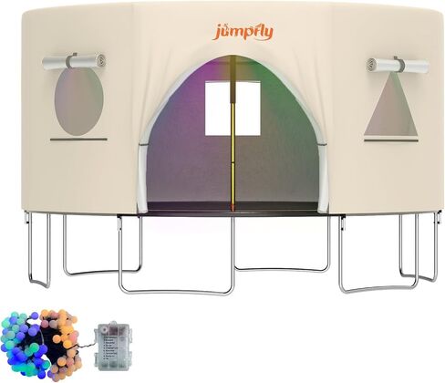 غطاء خيمة ترامبولين Jumpfly بطول 14 قدم، يناسب 6 أعمدة منحنية، مظلة شمسية خفيفة الوزن باللون البيج لمسرح الأطفال في الفناء الخلفي in Kuwait
