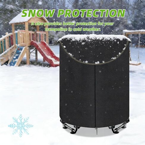 Kids Trampoline Cover,600D Heavy-Duty Outdoor Waterproof Trampoline Cover, UV-Resistant and Windproof,Suitable for 55–60 inch Round Kids' Trampolines with Drawstring & Buckles - Black in Kuwait