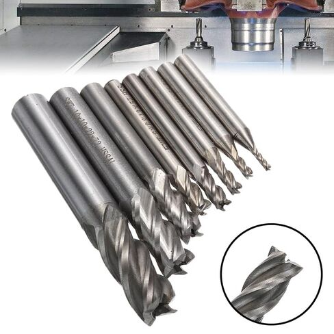 8 Pcs/lot HSS Carbide Straight Shank Milling Cutter Kit Set 4 Flute End Mill CNC Cutter Drill Bit Tool 2/3/4/5/6/8/10/12mm in Kuwait