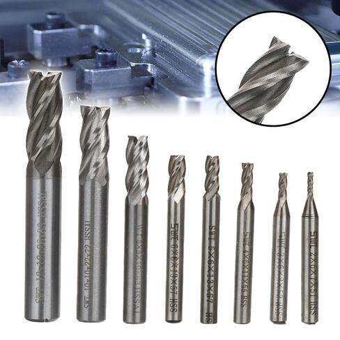 8 Pcs/lot HSS Carbide Straight Shank Milling Cutter Kit Set 4 Flute End Mill CNC Cutter Drill Bit Tool 2/3/4/5/6/8/10/12mm in Kuwait