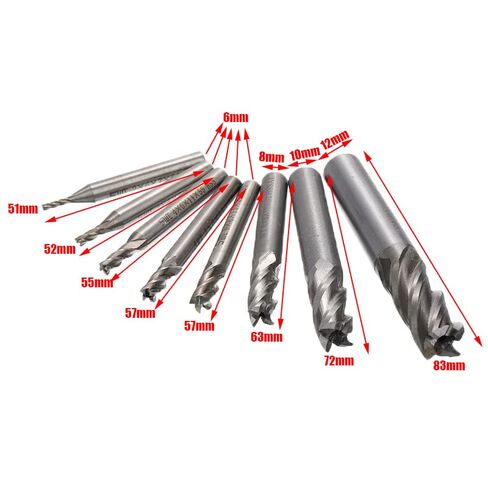 8 Pcs/lot HSS Carbide Straight Shank Milling Cutter Kit Set 4 Flute End Mill CNC Cutter Drill Bit Tool 2/3/4/5/6/8/10/12mm in Kuwait