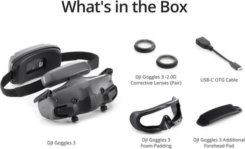 DJI Goggles 3 FPV Goggles with Micro-OLED Screens, O4 HD Video Transmission, Adjustable Diopters, Real View PiP, Wireless Streaming Bundle with Lens Cleaning Kit in Kuwait