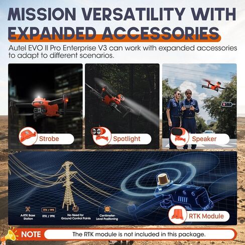 Autel Robotics EVO 2 Pro Enterprise V3, 1" CMOS Sensor, 20MP Photo& 6K/30fps Video, 12-bit DNG, 42 MIN, Carbon Fiber Arms, 15KM Transmission, 7.9" Smart Controller V3, w/Spotlight/Loudspeaker/Strobe in Kuwait