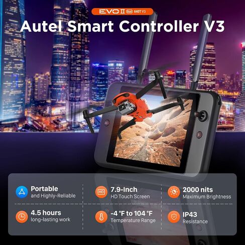 Autel Robotics EVO II Dual 640T V3, 640*512 T~hermal, 0.8'' CMOS&50MP 8K RYYB Sensor, 10 Color Schemes, 40 Minutes, EVO 2 Dual 640T for Search&Rescue/Power Inspection/Public Safety, 15KM Transmission in Kuwait