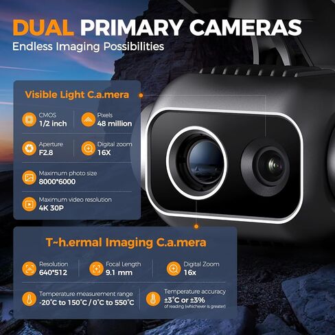 Autel Robotics EVO Lite 640T Enterprise Basic Combo, 640x512 T~hermal&1/2'' CMOS 48MP V~isible C-a-mera, AI Target Recognition, 1-16x Digital Zoom, 866g, 40Min, Split-Screen Display, 12KM in Kuwait