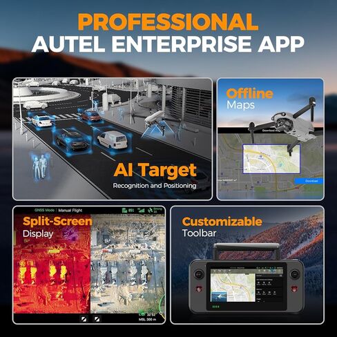 Autel Robotics EVO Lite 640T Enterprise Basic Combo, 640x512 T~hermal&1/2'' CMOS 48MP V~isible C-a-mera, AI Target Recognition, 1-16x Digital Zoom, 866g, 40Min, Split-Screen Display, 12KM in Kuwait