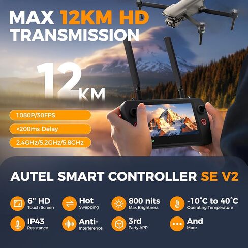 Autel Robotics EVO Lite 640T Enterprise Basic Combo, 640x512 T~hermal&1/2'' CMOS 48MP V~isible C-a-mera, AI Target Recognition, 1-16x Digital Zoom, 866g, 40Min, Split-Screen Display, 12KM in Kuwait