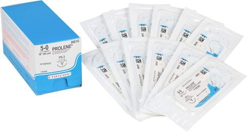 Ethicon PROLENE Polypropylene Suture, 8681G, Synthetic Non-absorbable, PS-3 (16 mm), 3/8 Circle Needle, Size 5-0, 18'' (45 cm) in Kuwait