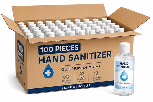 2 oz Hand Sanitizer Bulk 50 Pack, Travel Size Mini Bottles with Flip Cap, Wholesale Hand Sanitizer Alcohol for Hotels, Offices, Schools and Events in Kuwait