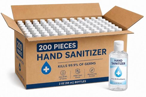 2 oz Hand Sanitizer Bulk 50 Pack, Travel Size Mini Bottles with Flip Cap, Wholesale Hand Sanitizer Alcohol for Hotels, Offices, Schools and Events in Kuwait