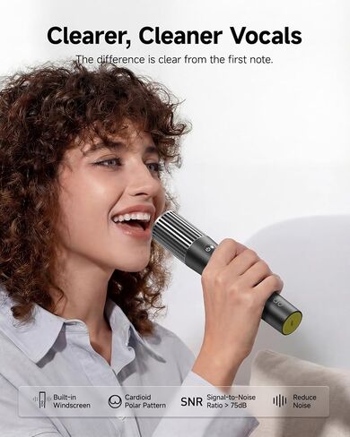 Ikarao Wireless Microphone with Dual Channel Receiver & UV Self-Cleaning Storage Case, 2 Handheld Dynamic Mics, 20H Battery, 100ft Range, Plug & Play Karaoke Mic for JBL, Party, Home, Church (Black) in Kuwait