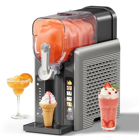 Slushie Machine for Home, No Ice Needed Frozen Drink Maker with Auto-Clean, LED Display, Perfect for Margaritas, Frappés, Milkshakes and More, Family Gatherings & Home Bar, Grey, 1 Pack+6 Modes in Kuwait