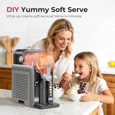 Slushie Machine for Home, No Ice Needed Frozen Drink Maker with Auto-Clean, LED Display, Perfect for Margaritas, Frappés, Milkshakes and More, Family Gatherings & Home Bar, Grey, 1 Pack+6 Modes in Kuwait