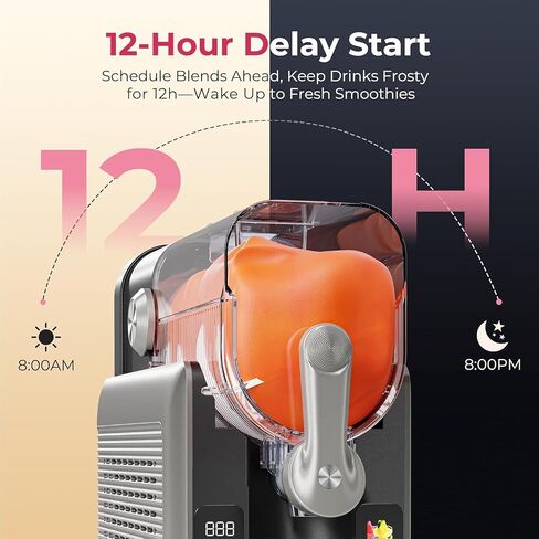 Slushie Machine for Home, No Ice Needed Frozen Drink Maker with Auto-Clean, LED Display, Perfect for Margaritas, Frappés, Milkshakes and More, Family Gatherings & Home Bar, Grey, 1 Pack+6 Modes in Kuwait