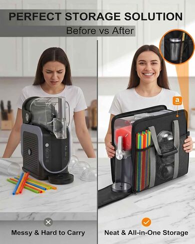 حقيبة حمل آلة Slushie لـ Ninja Slushie Max FS605 FS301 FS300 Iceman RJ62، جيب ذو سعة كبيرة لملحقات آلة Slushie، واقي سميك متوافق مع معظم نماذج آلات Slushie | سعة كبيرة مناسبة لمعظم ماكينات السلاشي، Acc in Kuwait