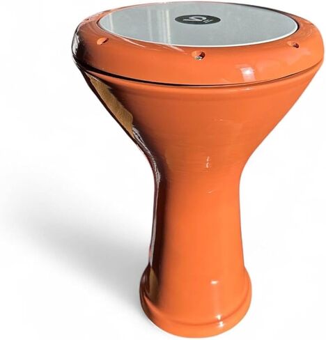 Doumbek Drum Orange Large Aluminum Percussion Instrument with Tuning Key and Carrying Case in Kuwait
