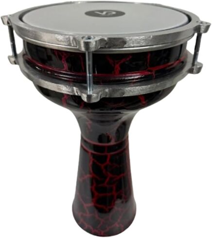Vatan Darbuka Drum 5 Number Crackle Painted Black and Red Patterned Percussion Instrument in Kuwait