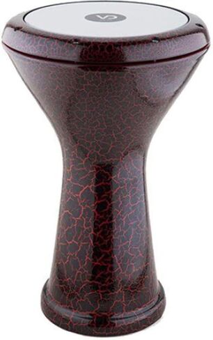 Darbuka Drum Clay Cracked Painted Red Percussion Instrument for Beginners and Professionals, Authentic Sound, Traditional Design in Saudi Arabia