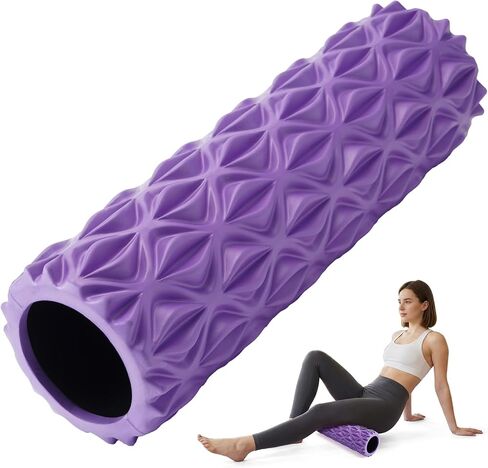 Foam Roller for Deep Tissue Massager, 15" High Density Diamond-Shaped Texture, Myofascial Release, Deep Tissue Muscle Massage Trigger Point Release Back Roller for Fitness (Black) in Saudi Arabia