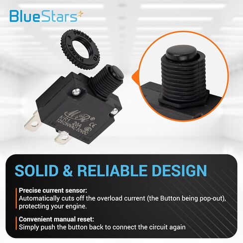 BlueStars 5 Packs 20Amp Thermal Circuit Breaker 125/250V AC 32V DC - Overload Protector with Push Button Manual Reset - Compatible with Automotive, Industrial, Marine and More in Kuwait