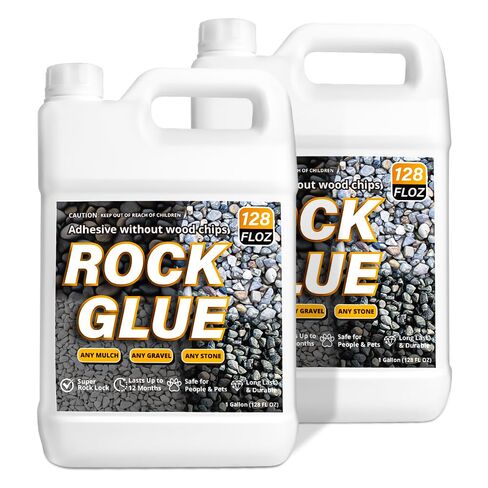 Rock Glue for Landscaping - 1 Gallon Heavy Duty Gravel Binder and Pebble Lock, Clear Drying Permeable Landscape Glue for Pea Gravel, River Rock, Stones & Mulch, Eco-Friendly, DIY Pathway in Kuwait