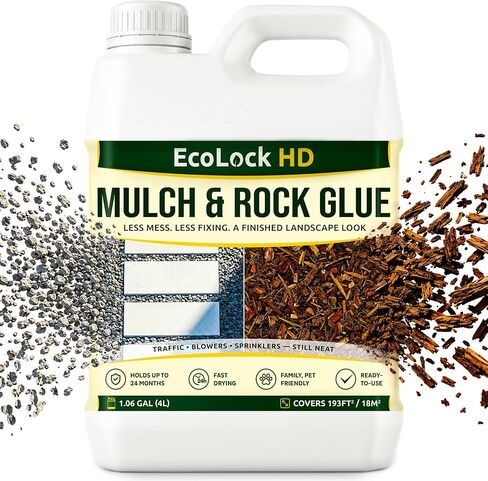 Rock and Mulch Glue for Landscaping Sprayer Use, 1 Gallon Fast-Drying Formula – Pet Friendly, Holds 24 Months – Outdoor Pea Gravel Glue, Gravel Binder & Rubber Mulch in Kuwait