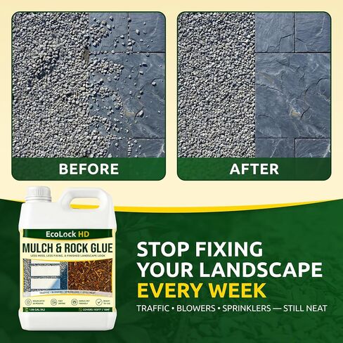 Rock and Mulch Glue for Landscaping Sprayer Use, 1 Gallon Fast-Drying Formula – Pet Friendly, Holds 24 Months – Outdoor Pea Gravel Glue, Gravel Binder & Rubber Mulch in Kuwait