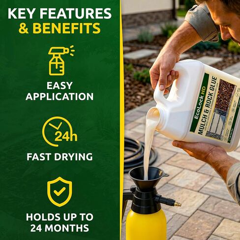 Rock and Mulch Glue for Landscaping Sprayer Use, 1 Gallon Fast-Drying Formula – Pet Friendly, Holds 24 Months – Outdoor Pea Gravel Glue, Gravel Binder & Rubber Mulch in Kuwait